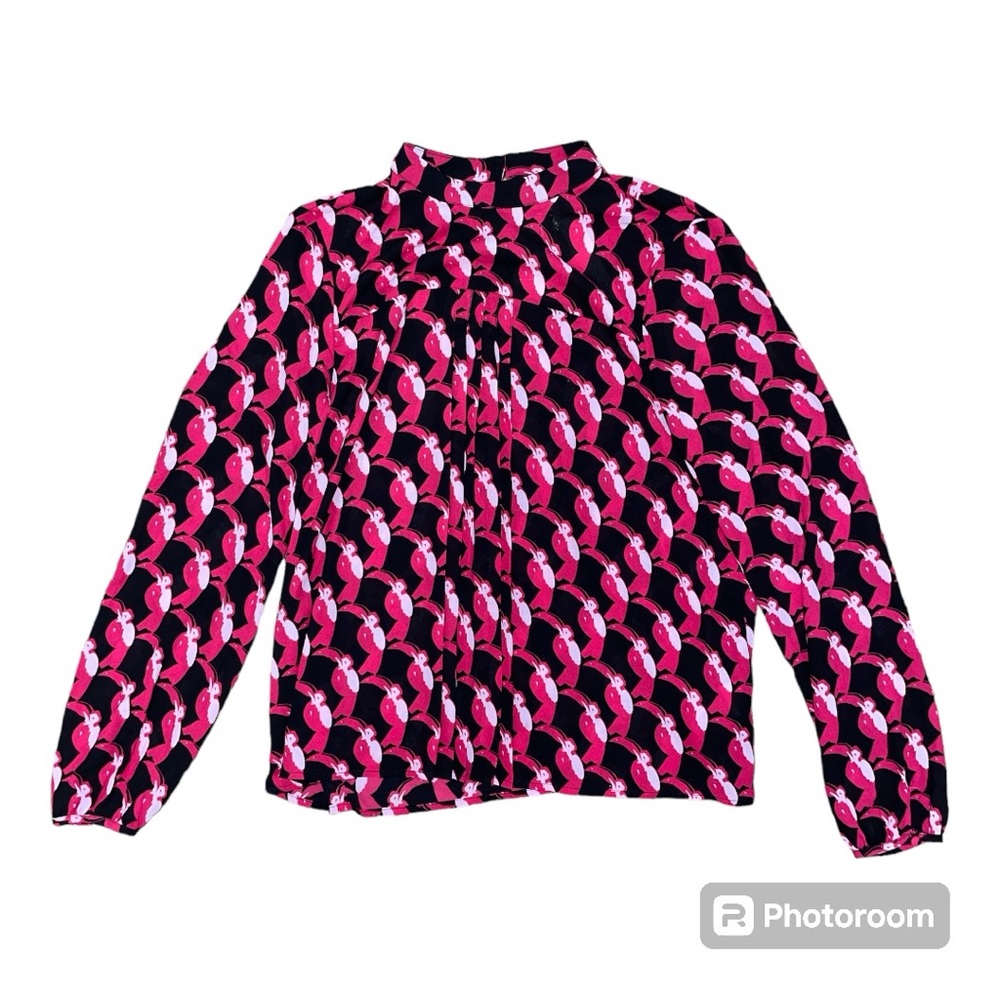 Avec Les Filles Mock Neck Long Sleeve Blouse